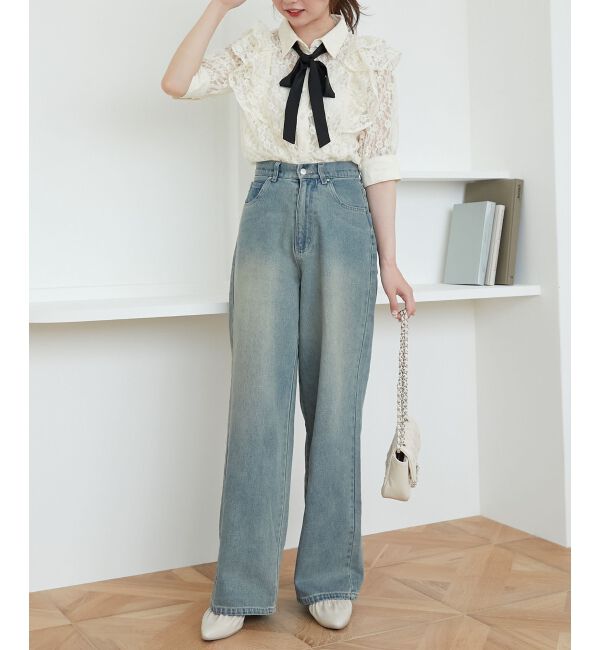 MAJESTICLEGON「バイカラーリボンタイフリルブラウス」|シャツ・ブラウス|