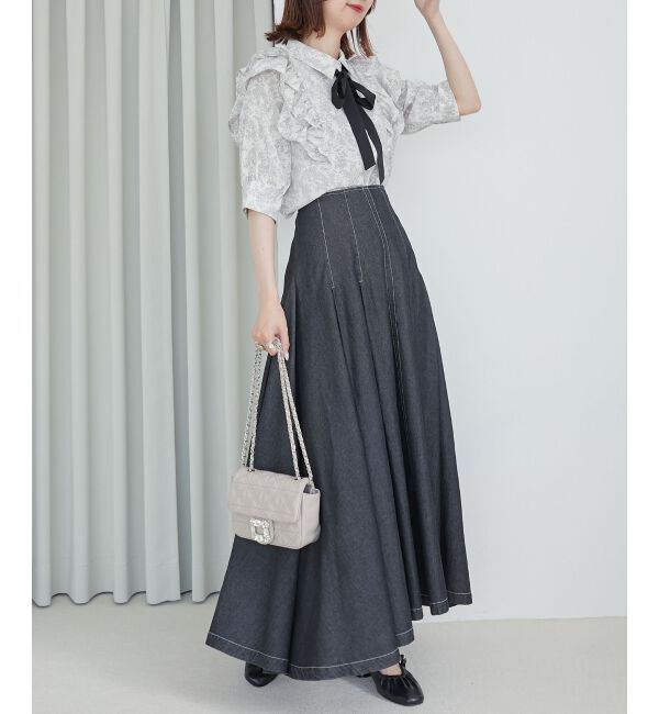 MAJESTICLEGON「バイカラーリボンタイフリルブラウス」|シャツ・ブラウス|