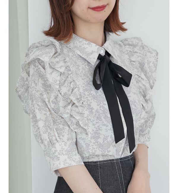 MAJESTICLEGON「バイカラーリボンタイフリルブラウス」|シャツ・ブラウス|