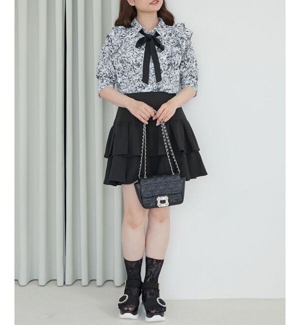 MAJESTICLEGON「バイカラーリボンタイフリルブラウス」|シャツ・ブラウス|