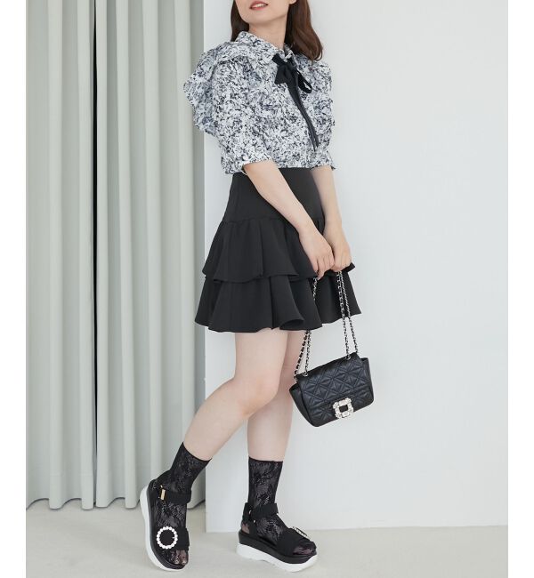 MAJESTICLEGON「バイカラーリボンタイフリルブラウス」|シャツ・ブラウス|