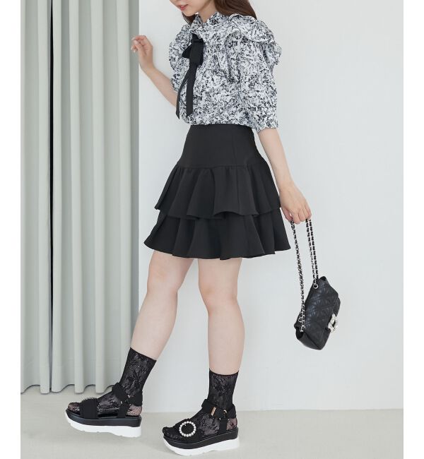 MAJESTICLEGON「バイカラーリボンタイフリルブラウス」|シャツ・ブラウス|