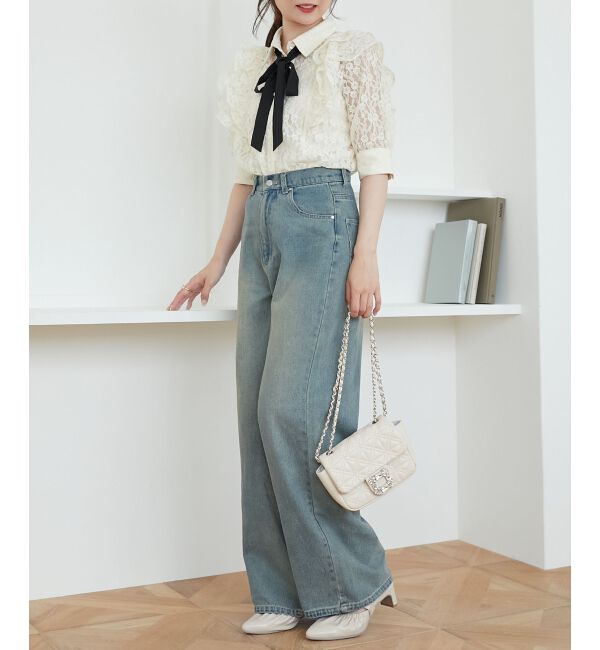 MAJESTICLEGON「バイカラーリボンタイフリルブラウス」|シャツ・ブラウス|