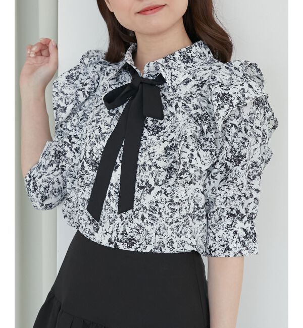 MAJESTICLEGON「バイカラーリボンタイフリルブラウス」|シャツ・ブラウス|