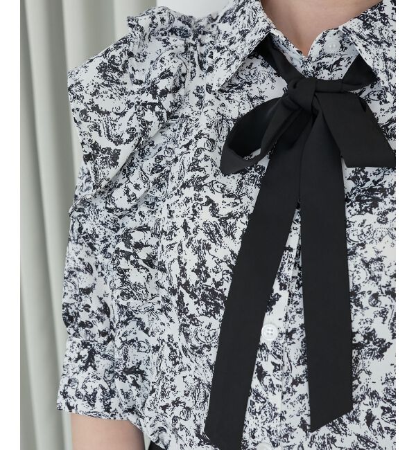 MAJESTICLEGON「バイカラーリボンタイフリルブラウス」|シャツ・ブラウス|