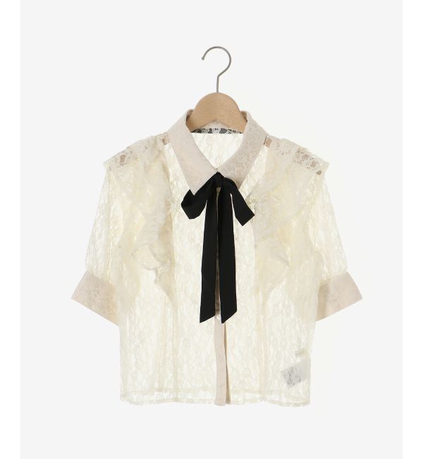MAJESTICLEGON「バイカラーリボンタイフリルブラウス」|シャツ・ブラウス|