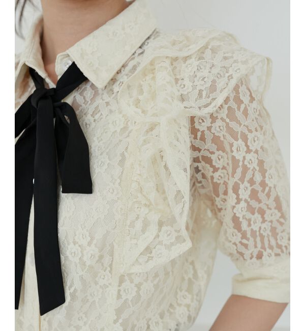 MAJESTICLEGON「バイカラーリボンタイフリルブラウス」|シャツ・ブラウス|