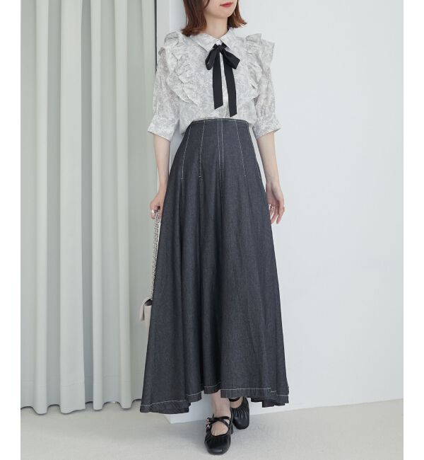 MAJESTICLEGON「バイカラーリボンタイフリルブラウス」|シャツ・ブラウス|