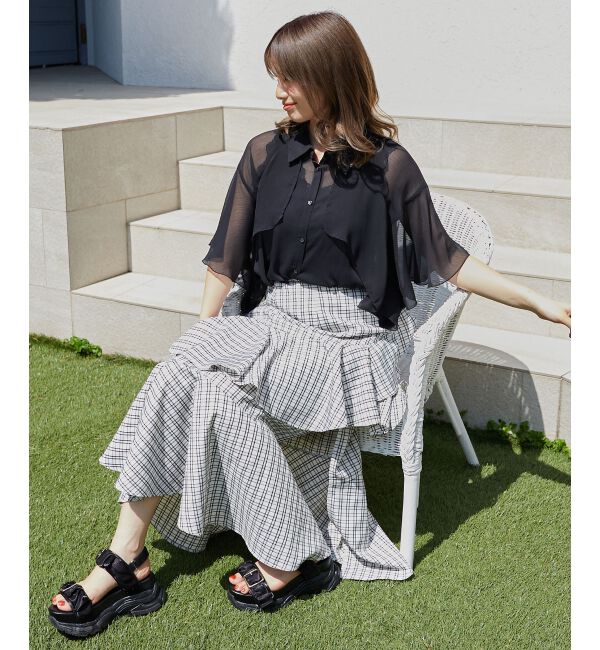  「シアーケープブラウス」|シャツ・ブラウス|