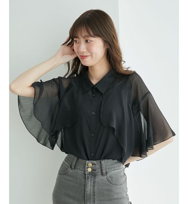  「シアーケープブラウス」|シャツ・ブラウス|