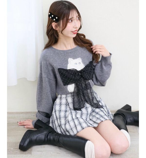  「レイヤードデザインツイードスカパン」|キュロット|