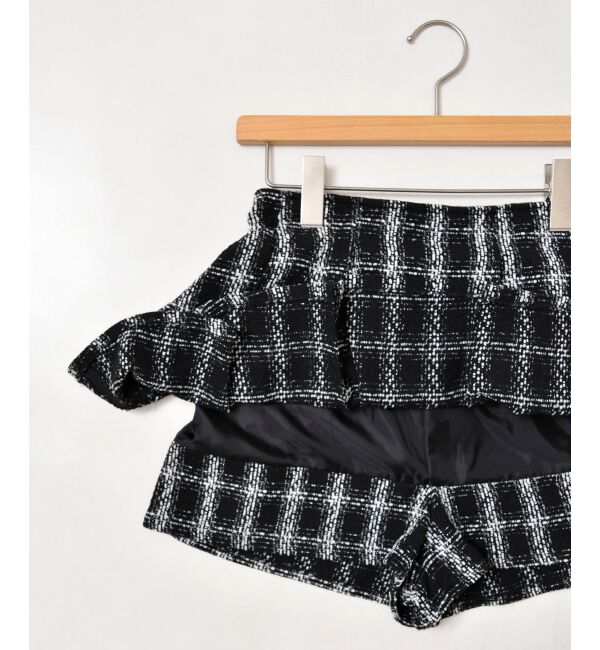  「レイヤードデザインツイードスカパン」|キュロット|