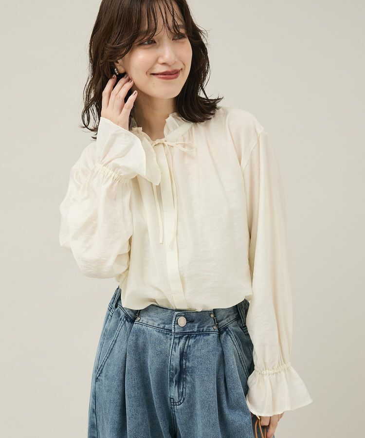 Green Parks「フリルカラーリボンブラウス」|シャツ・ブラウス|