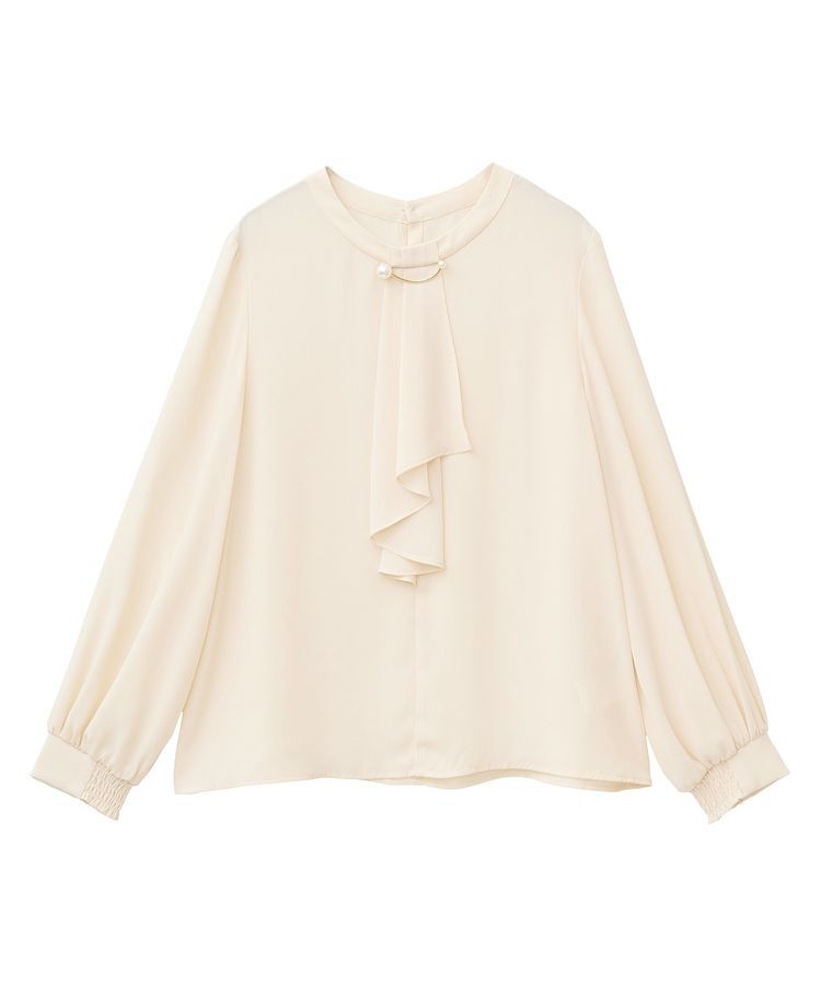 YECCA VECCA「パールブローチ付きボウタイブラウス」|シャツ・ブラウス|