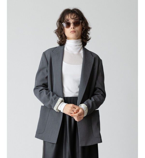 allureville「ビスコースウールボタンレスジャケット」|テーラードジャケット|