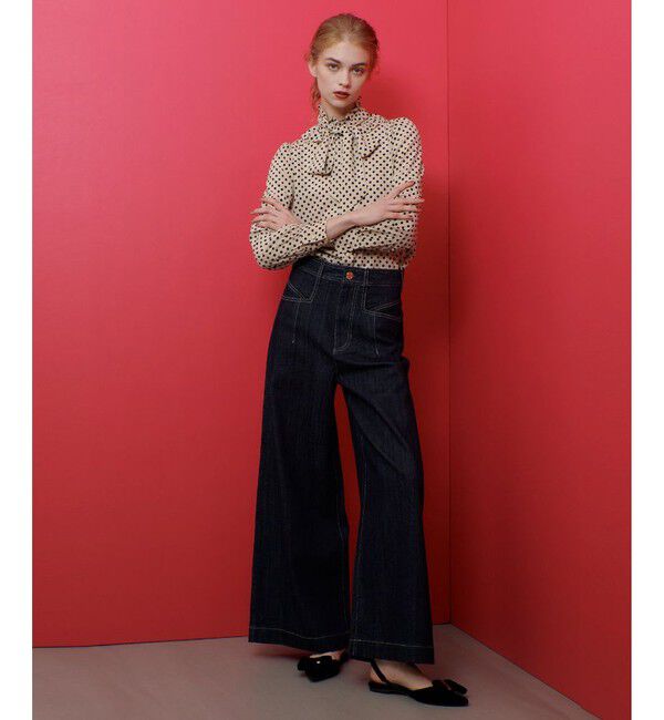 LOULOU WILLOUGHBY「【LOULOU WILLOUGHBY】◇デシンドットフリルボウタイブラウス」|シャツ・ブラウス|