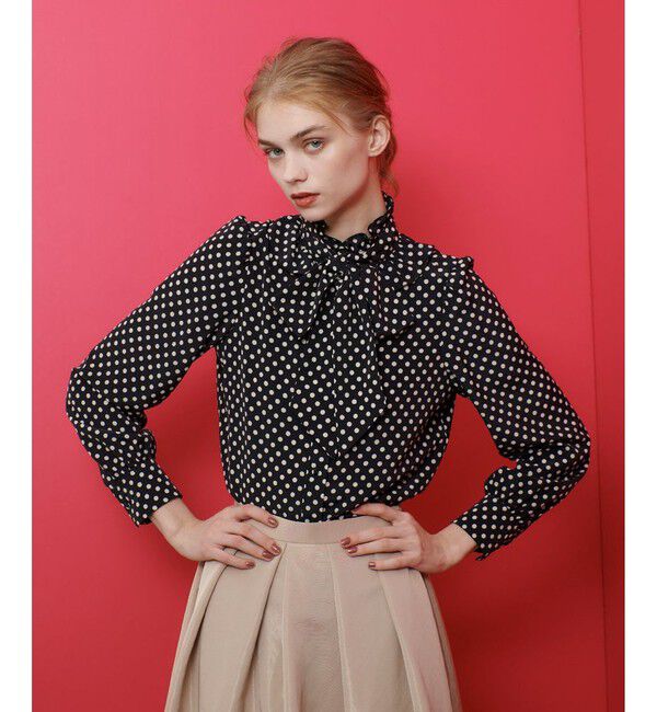 LOULOU WILLOUGHBY「【LOULOU WILLOUGHBY】◇デシンドットフリルボウタイブラウス」|シャツ・ブラウス|
