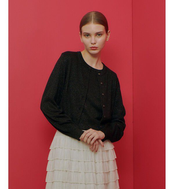 LOULOU WILLOUGHBY「【LOULOU WILLOUGHBY】ラメメランジェカーディガン」|カーディガン|ブラック