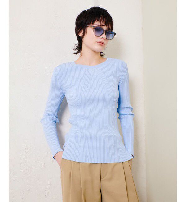 allureville「リブキリカエデザインプルオーバー」|ニット・セーター|ライトブルー