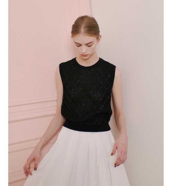 LOULOU WILLOUGHBY「【LOULOU WILLOUGHBY】シークインエンブロイダリープルオーバー」|ニット・セーター|ブラック