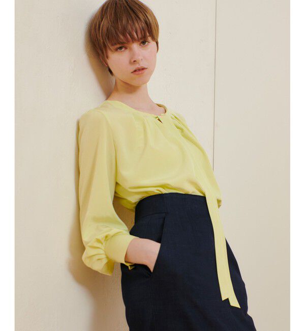 allureville「シルキータックボウブラウス」|シャツ・ブラウス|ライトイエロー