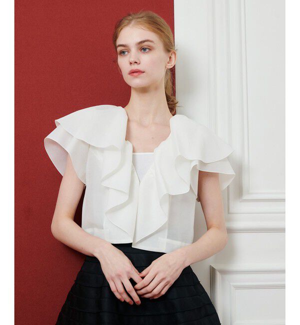 LOULOU WILLOUGHBY「【LOULOU WILLOUGHBY】オーガンジーフリルジャケット」|テーラードジャケット|