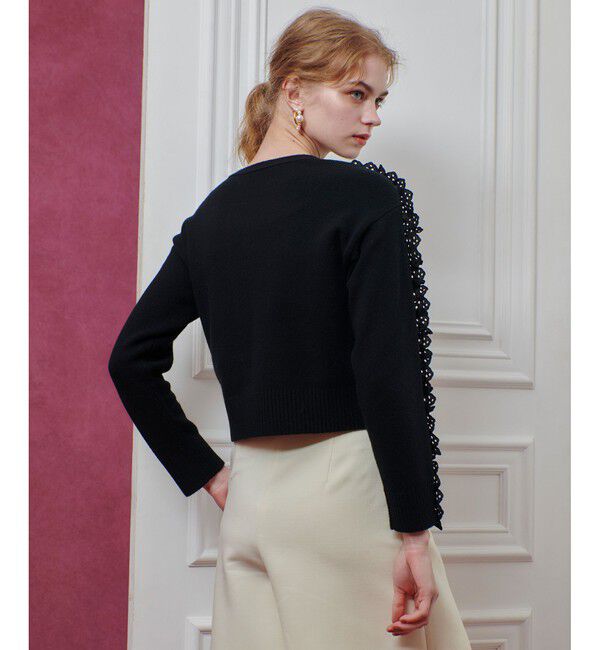 LOULOU WILLOUGHBY「【LOULOU WILLOUGHBY】ショルダーレース釦プルオーバー」|ニット・セーター|