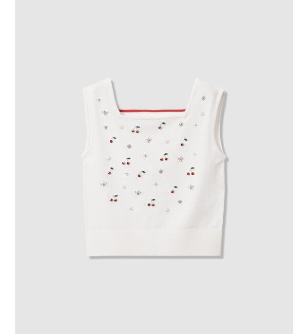 LOULOU WILLOUGHBY「【LOULOU WILLOUGHBY】CHERRYビジュータンク」|ニット・セーター|