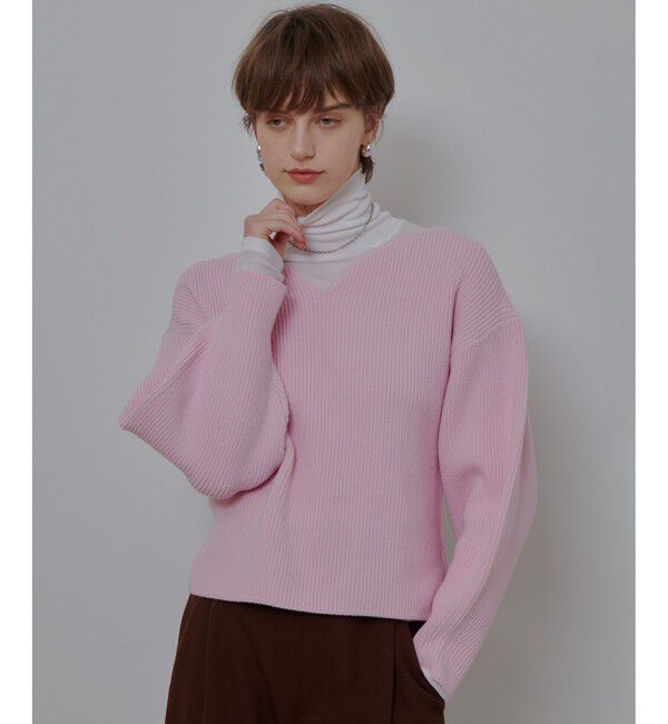 allureville「ハートネックプルオーバー」|ニット・セーター|ライトピンク