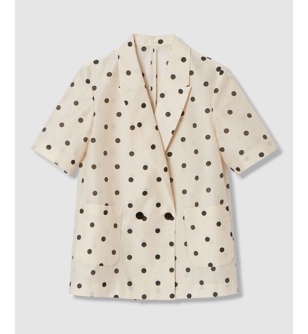 LOULOU WILLOUGHBY「【LOULOU WILLOUGHBY】オーガンドットハーフスリーブジャケット」|テーラードジャケット|アイボリー