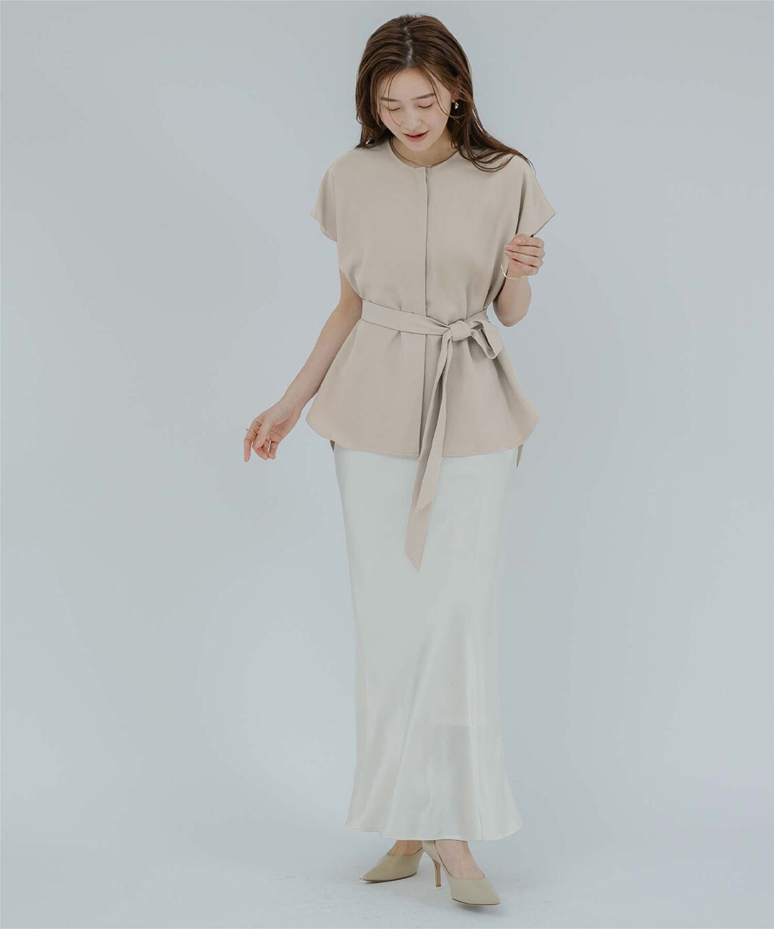 ur's「フレンチスリーブショルダータックノーカラーブラウス」|シャツ・ブラウス|