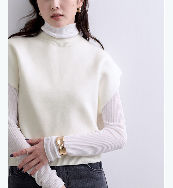 ur's「フレンチスリーブコクーンニットベスト」|ニット・セーター|ホワイト