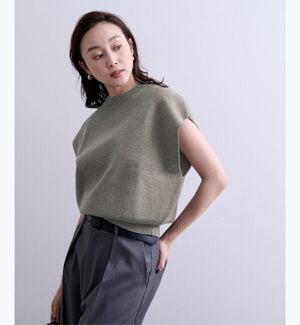 ur's「フレンチスリーブコクーンニットベスト」|ニット・セーター|杢グレー