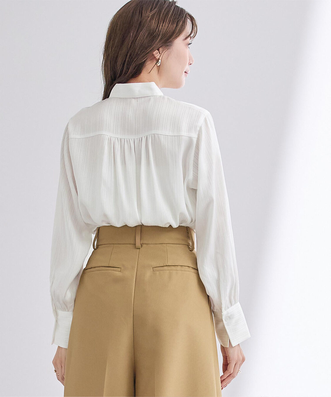 ur's「サテンストライプハイネックボウタイブラウス」|シャツ・ブラウス|