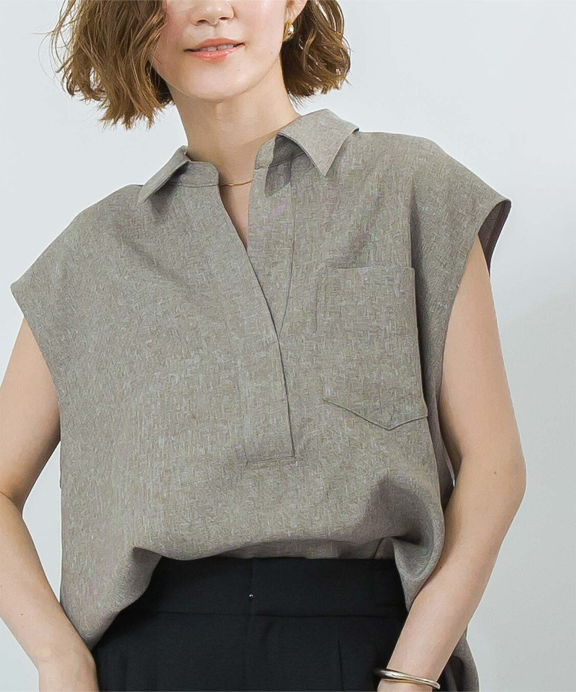 ur's「リネンライクフレンチスリーブスキッパーブラウス」|シャツ・ブラウス|