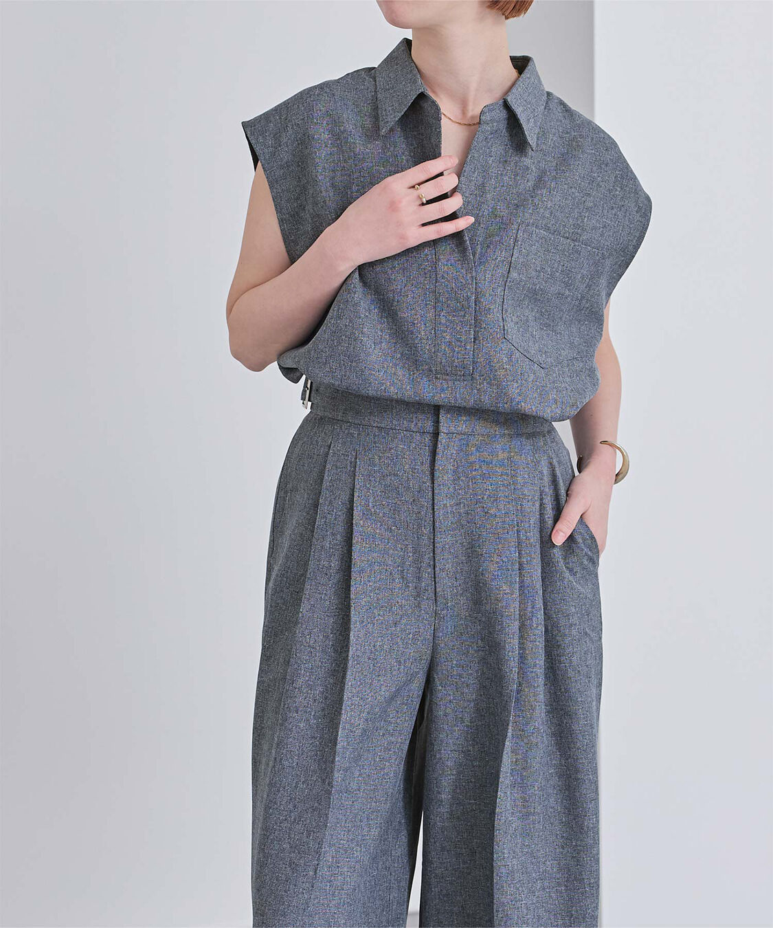 ur's「リネンライクフレンチスリーブスキッパーブラウス」|シャツ・ブラウス|