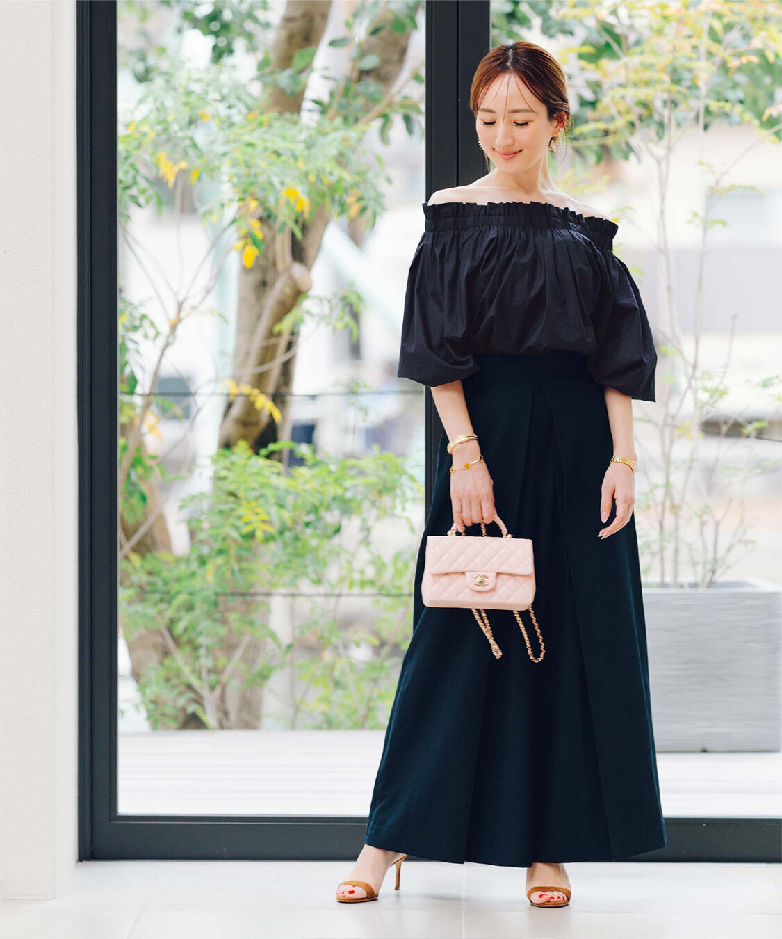 ur's「【星玲奈さんコラボアイテム】フロントタックハイウエストワイドパンツ」|スラックス|