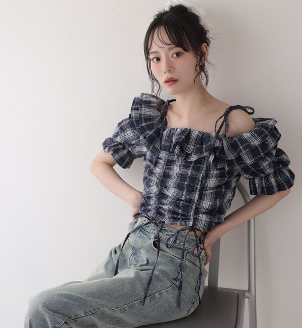  「ドロストフリルブラウス」|シャツ・ブラウス|