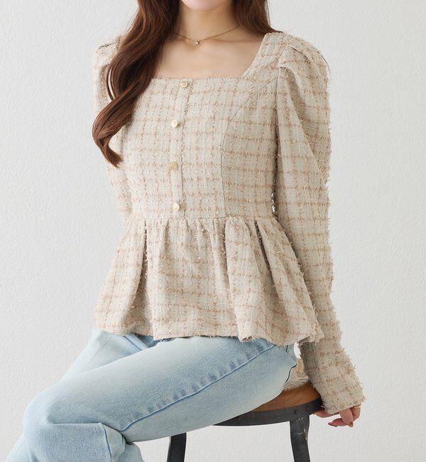  「バックレースアップペプラムブラウス」|シャツ・ブラウス|