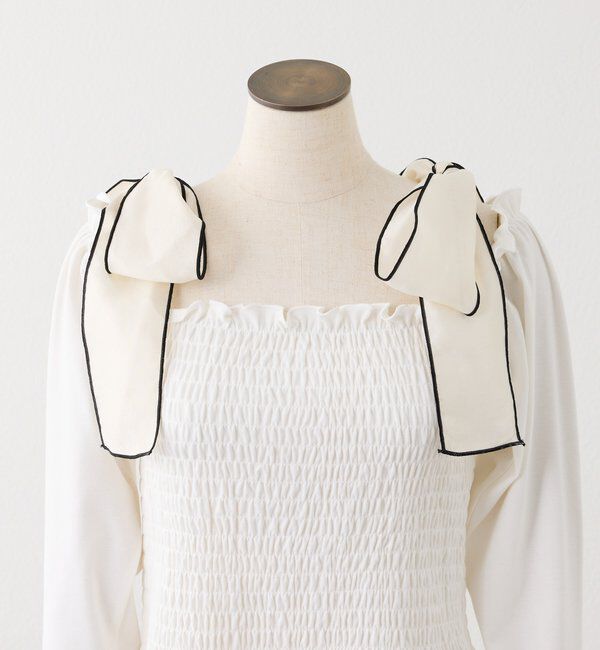  「肩リボンシャーリングトップス」|プルオーバー|