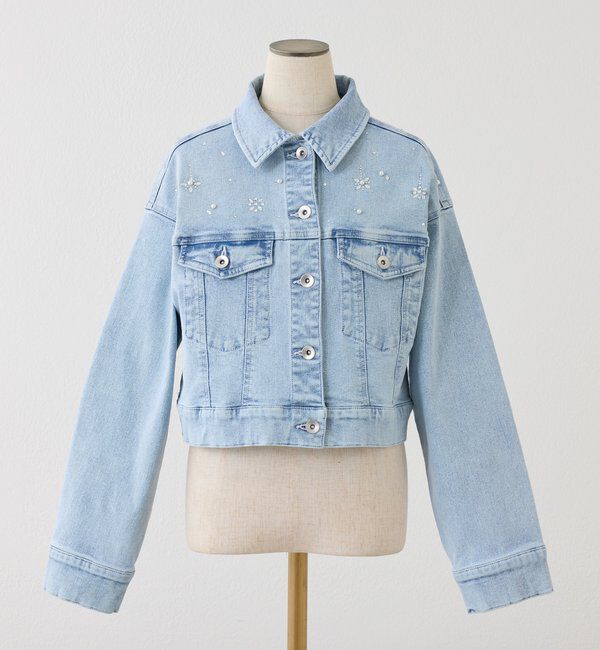  「ビジューデニムジャケット」|ダウンベスト・ベスト|