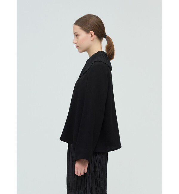 mizuiro ind「mizuiro ind プリーツカラーシャツプルオーバー」|シャツ・ブラウス|