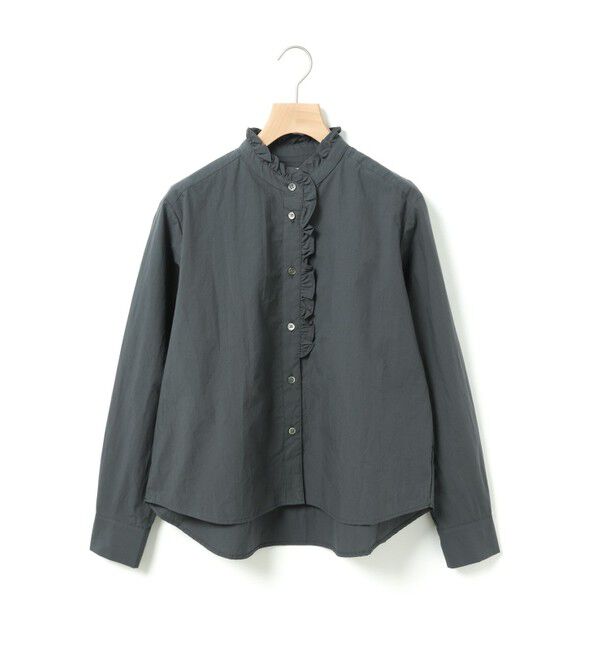 MidiUmi「MidiUmi フロントハーフフリルシャツ」|シャツ・ブラウス|チャコールグレー
