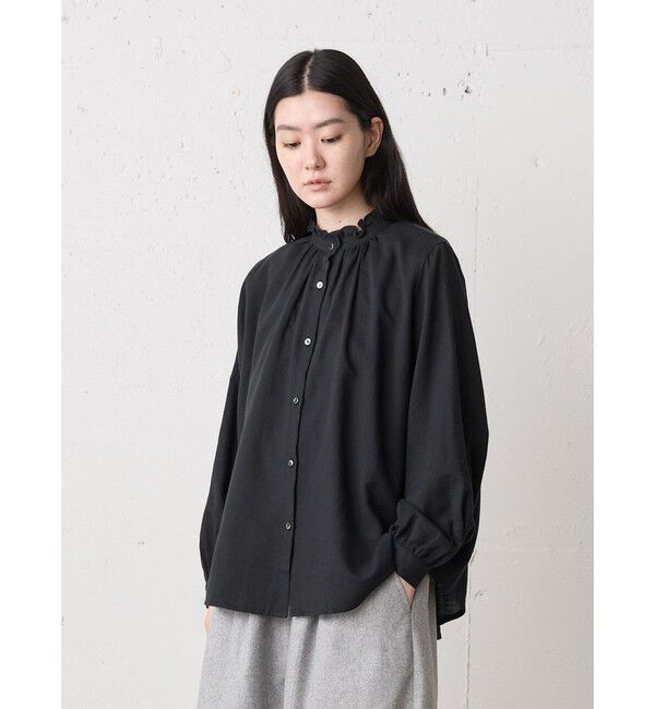MidiUmi「MidiUmi フリルカラーギャザーネックシャツ」|シャツ・ブラウス|