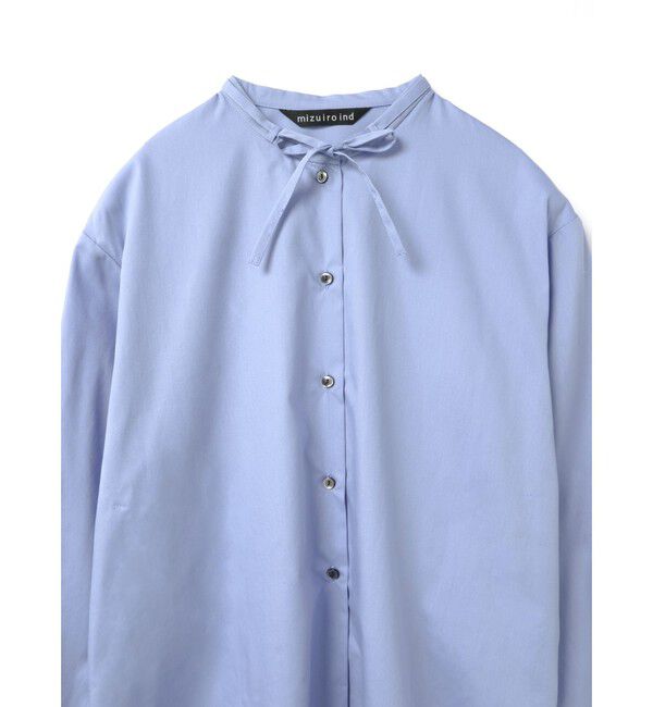 mizuiro ind「mizuiro ind リボンタイロングシャツ」|シャツ・ブラウス|