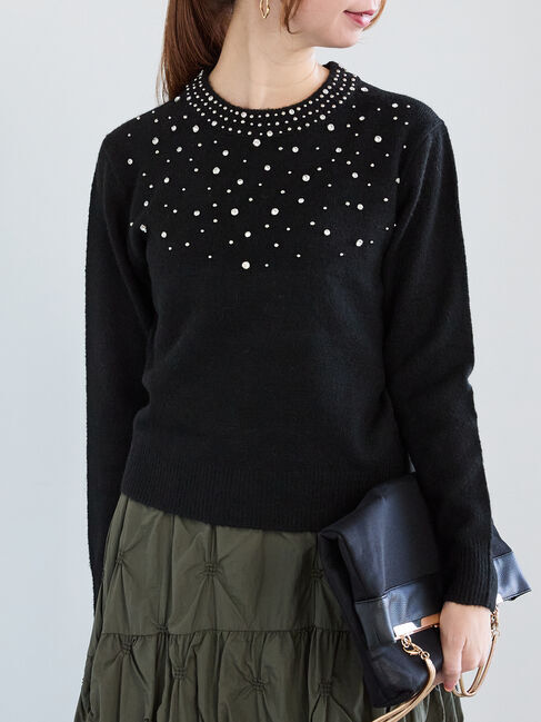 Te chichi「スパークルビジューニットプルオーバー」|ニット・セーター|