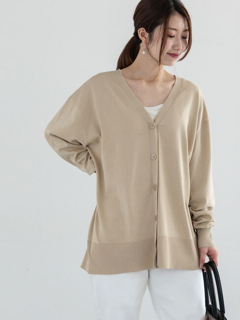 Te chichi「カシュクールVネックミドルカーディガン」|カーディガン|ベージュ