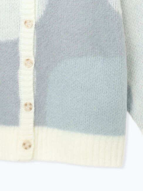 Lugnoncure「起毛ジャカードパッチワーク風Vネックカーディガン」|カーディガン|