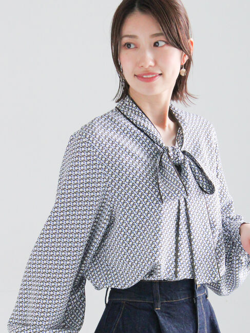 Te chichi「パターンアソートボウタイブラウス《2026 spring catalog item》」|シャツ・ブラウス|ブルー