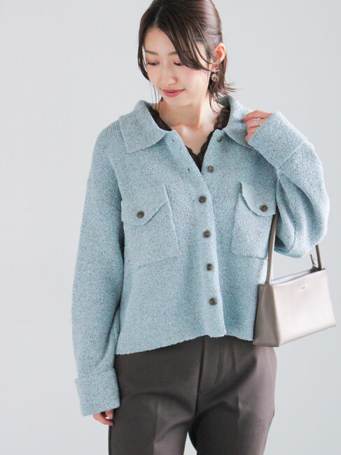 Te chichi「メランジ衿ニットジャケット」|カーディガン|